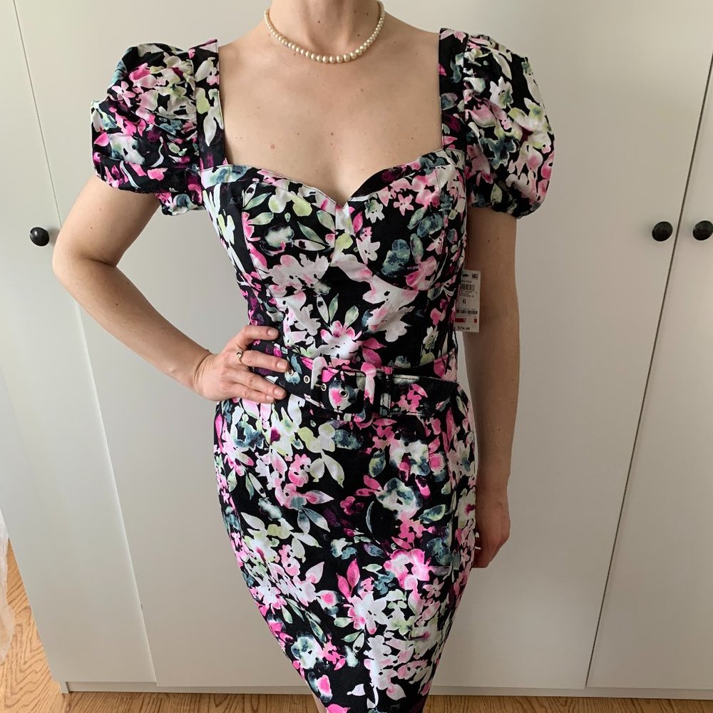 NWT, 80s Inspired, Beautiful Floral Dress